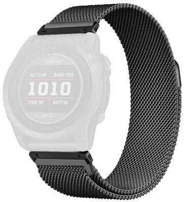 Stalen armband Ricardo 20mm (pro Garmin Fenix 8/7S/6S (43mm), aj.), zwart, QuickFit