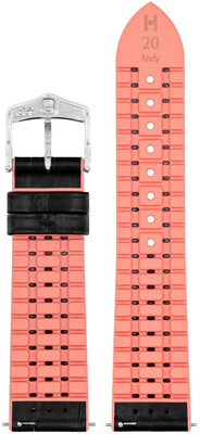 Leren horlogeband Hirsch Andy M 0922328150-2, zwart, kalfsleder/natuurrubber, lengte M, Quick Release