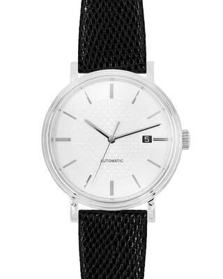 Leren horlogeband Hirsch Lizard M 01866150-1, zwart, hagedissenleer, lengte M, Quick Release