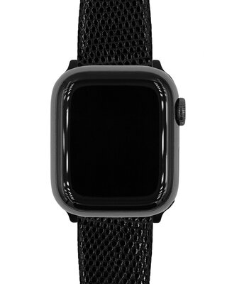 Leren horlogeband Hirsch Lizard M 01866150-1, zwart, hagedissenleer, lengte M, Quick Release