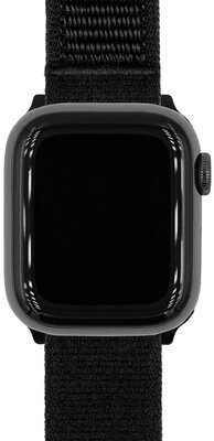 Textielen horlogeband Hirsch Vocem L 41409050-5, zwart, klittenband, lengte L, Quick Release