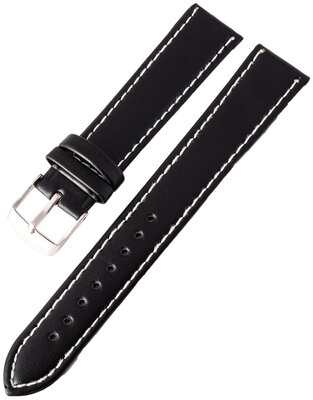 Ricardo Bologna leren band, zwart met witte stiksels