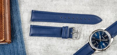 Leren horlogeband Ricardo Ancona, blauw, Quick Release