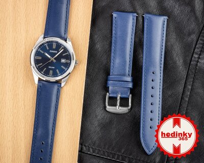 Leren horlogeband Ricardo Ancona, blauw, Quick Release