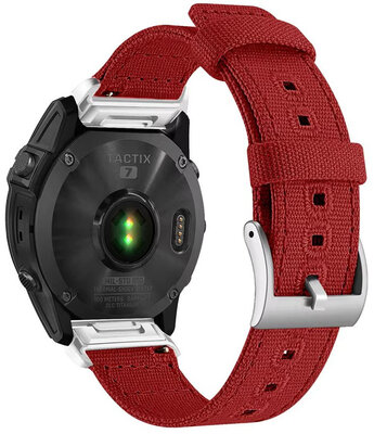 Ricardo Nylon band 22mm (voor Garmin Fenix 8/7/6 (47mm), Epix 2 etc.), rood, QuickFit