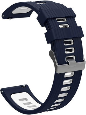 Ricardo Siliconenband 22mm (voor Garmin Venu, Forerunner 255, Vívoactive 4, etc.), blauw en wit V1, Quick Release