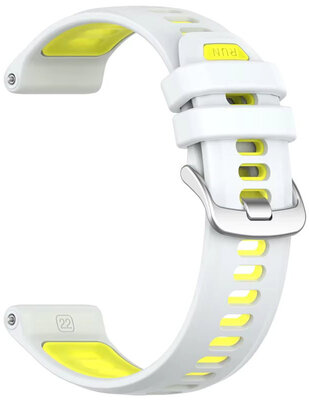Siliconen horlogeband Ricardo Gressoney 22mm (voor Garmin Forerunner 970), White/Yellow