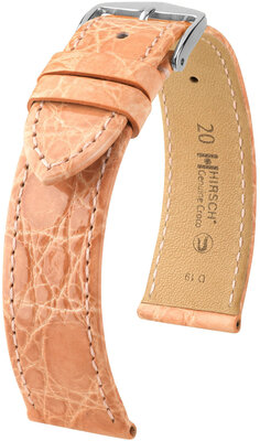 Leren riempje Hirsch Genuine Croco 18900822-2, oranje, krokodillenhuid, Quick Release