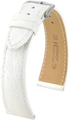 Hirsch Echt Croco Leren Band L 18920800-2, wit, krokodillenleer, lengte L, snelsluiting
