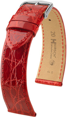 Leren riem Hirsch Genuine Croco L 18920820-2, rood, krokodillenleer, lengte L, Quick Release