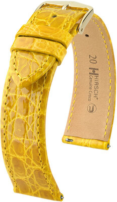 Hirsch Echt Croco Leren Band L 18920872-7, geel, krokodillenleer, lengte L, snelsluiting