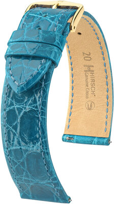 Leren riem Hirsch Genuine Croco L 18920883-7, blauw, krokodillenleer, lengte L, Quick Release