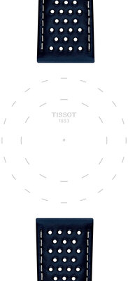 Leren riempje Tissot T852.051.015 22mm, blauw, Quick Release