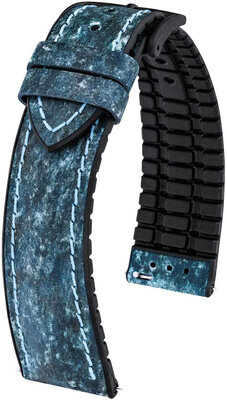 Leren riem Hirsch Stone L 0925044080-5, blauw, lengte L, Quick Release