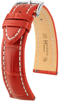 Lederen riem Hirsch Capitano L 04807029-2, rood, alligatorleer, lengte L, Quick Release