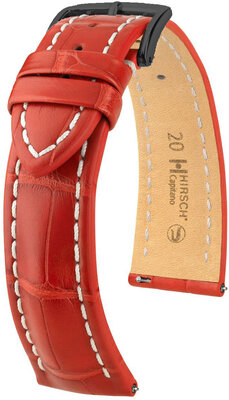 Lederen band Hirsch Capitano L 04807029-5, rood, alligatorleer, lengte L, Quick Release