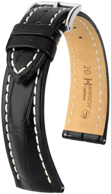 Lederen band Hirsch Capitano L 04807059-2, zwart, alligatorleer, lengte L, Quick Release
