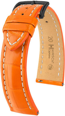 Lederen band Hirsch Capitano L 04807076-5, oranje, alligatorleder, lengte L, Quick Release