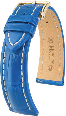 Lederen band Hirsch Capitano L 04807085-1, blauw, alligatorleer, lengte L, Quick Release