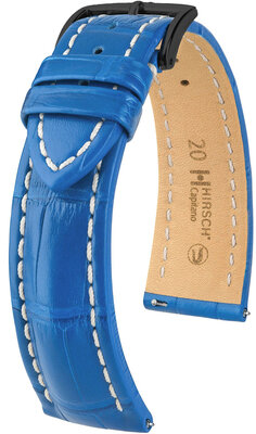 Lederen band Hirsch Capitano L 04807085-5, blauw, alligatorleer, lengte L, Quick Release