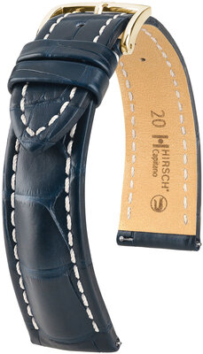 Lederen band Hirsch Capitano L 04807089-1, blauw, alligatorleer, lengte L, Quick Release