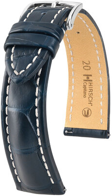 Lederen band Hirsch Capitano L 04807089-2, blauw, alligatorleer, lengte L, Quick Release