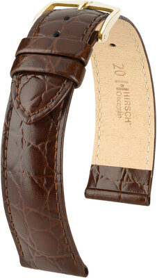 Leren riempje Hirsch Crocograin 12302810NQ-1, bruin, kalf huid
