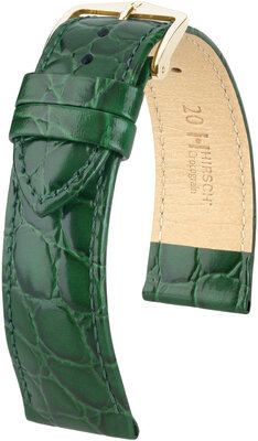 Leren riempje Hirsch Crocograin 12302840NQ-1, groen, kalf huid