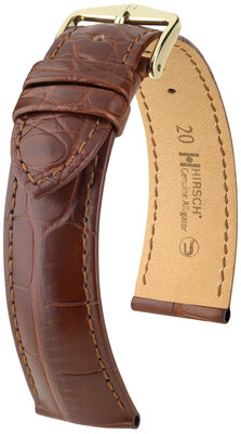 Leren riem Hirsch Genuine Alligator L 10220719NQ-1, bruin, alligatorleer, lengte L