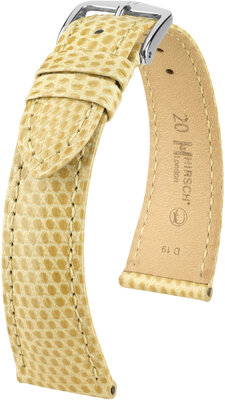 Leren riempje Hirsch London 04366190-2, beige, hagedissenhuid, Quick Release