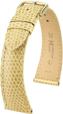 Leren riempje Hirsch London 04366190-7, beige, hagedissenhuid, Quick Release