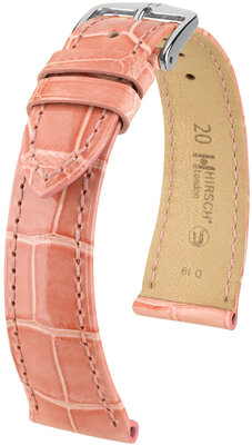 Leren riempje Hirsch London 04307123-2, roze, alligator huid, Quick Release
