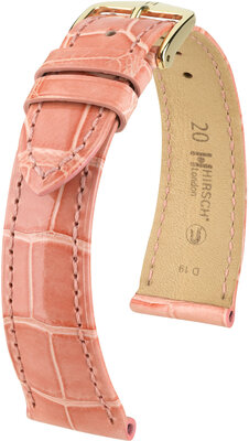 Leren riempje Hirsch London 04307123-7, roze, alligator huid, Quick Release