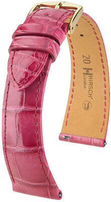 Leren riempje Hirsch London 04307124-7, roze, alligator huid, Quick Release