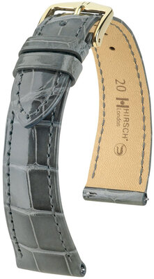 Leren riempje Hirsch London 04307130-7, grijs, alligator huid, Quick Release