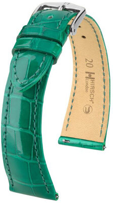 Leren riempje Hirsch London 04307140-2, groen, alligator huid, Quick Release