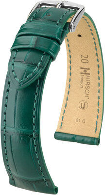 Leren riempje Hirsch London 04307149-2, groen, alligator huid, Quick Release