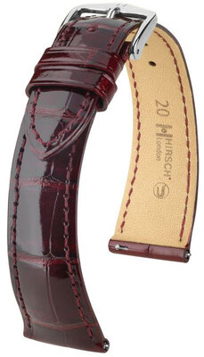Leren riempje Hirsch London 04307160-2, rood, alligator huid, Quick Release