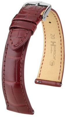 Leren riempje Hirsch London 04307169-2, rood, alligator huid, Quick Release