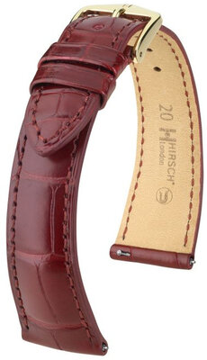 Leren riempje Hirsch London 04307169-7, rood, alligator huid, Quick Release