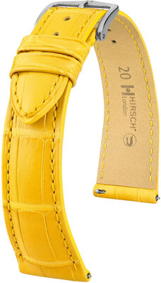 Leren riempje Hirsch London 04307172-2, geel, alligator huid, Quick Release