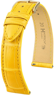 Leren riempje Hirsch London 04307172-7, geel, alligator huid, Quick Release