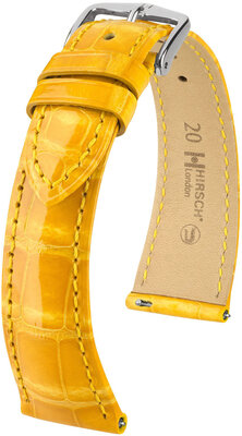 Leren riempje Hirsch London 04307173-2, geel, alligator huid, Quick Release