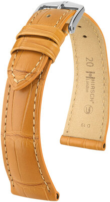 Leren riempje Hirsch London 04307175-2, bruin, alligator huid, Quick Release