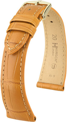 Leren riempje Hirsch London 04307175-7, bruin, alligator huid, Quick Release