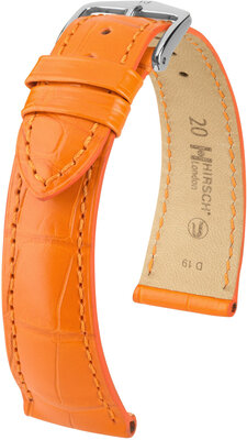 Leren riempje Hirsch London 04307176-2, oranje, alligator huid, Quick Release