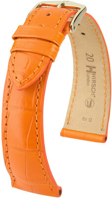 Leren riempje Hirsch London 04307176-7, oranje, alligator huid, Quick Release