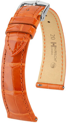 Leren riempje Hirsch London 04307177-2, oranje, alligator huid, Quick Release