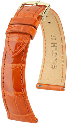 Leren riempje Hirsch London 04307177-7, oranje, alligator huid, Quick Release