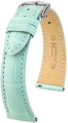 Leren riempje Hirsch London 04307181-2, blauw, alligator huid, Quick Release
